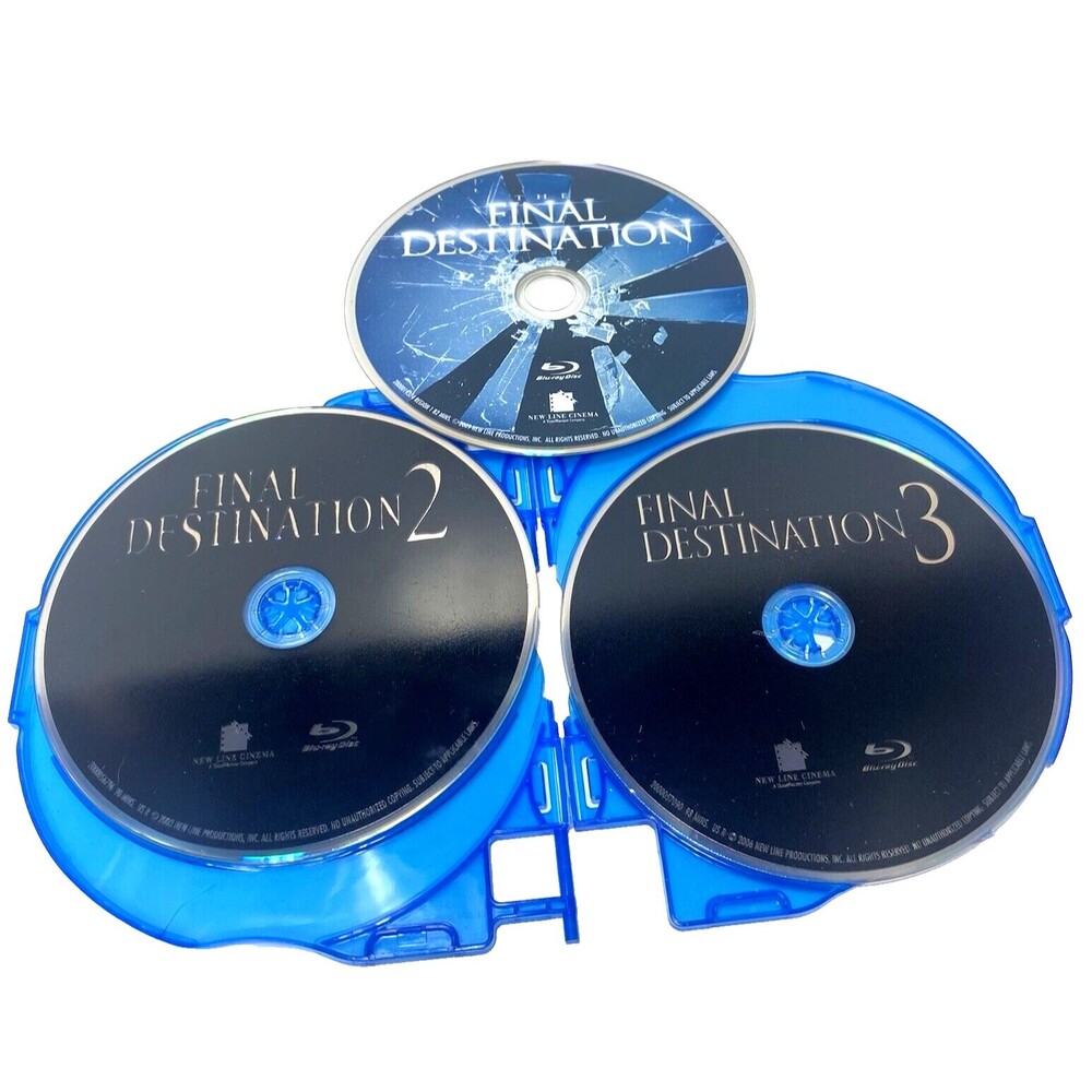 Final Destination Blu-ray Disc DVD Movies, 1,2, and 3, Set with Carry Case, GUC